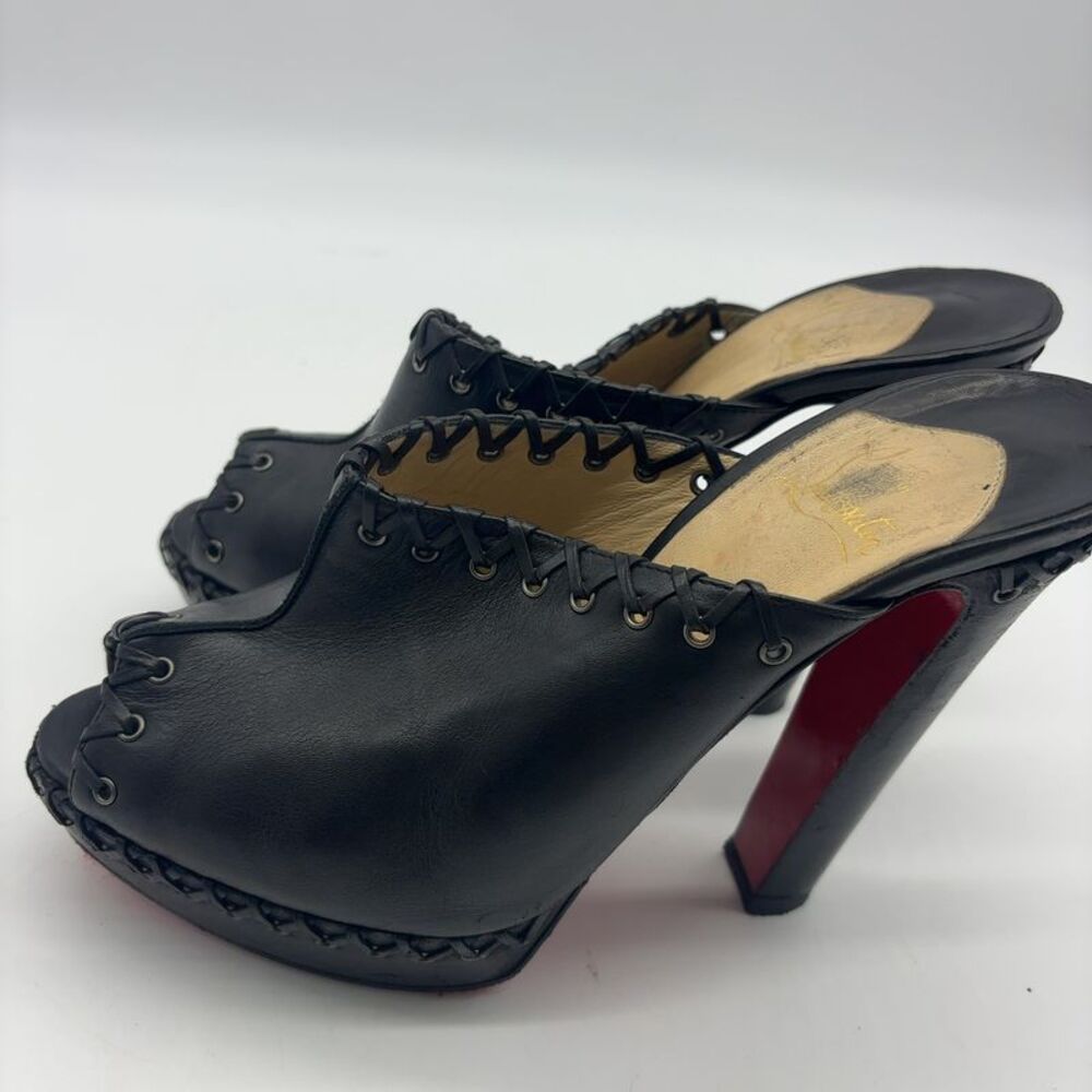 Christian Louboutin Black and Red Mules - Picture 3 of 4